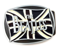 Vintage The Beatles and British Flag Metal & Enamel Belt Buckle