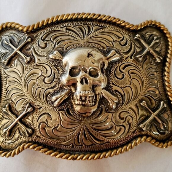 Custom Belt Buckle by Christian of LA, Skull and Crossbones