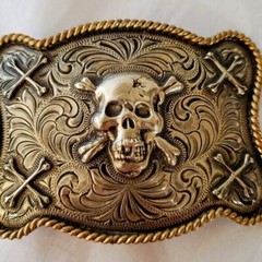 Custom Belt Buckle by Christian of LA, Skull and Crossbones