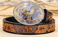 Chicken Rooster Western Rodeo Gold Tone Design Fashion Cowboy Belt Buckle