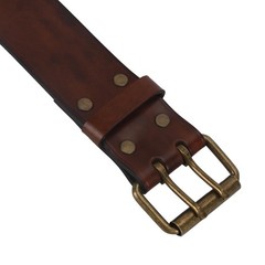 TOURBON Leather Belt 27-40 inch for Men with Double Prong 40-inch Long, Brown