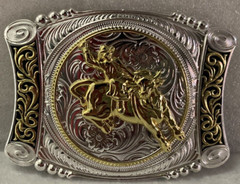 UNISEX Western BULL Riding Gold & Silver HEBILLA Vaquera Cowboy Belt Buckle NEW