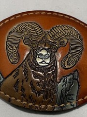 Torel Leather Ram Mountain Goat Belt Buckle Oblong