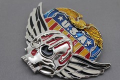 Men Women Silver Belt Buckle Skull Wings Skeleton USA Army American Eagle Bloody