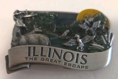 Vintage Collectible 1984 ILLINOIS Pewter and Enamel Belt Buckle by Bergamot