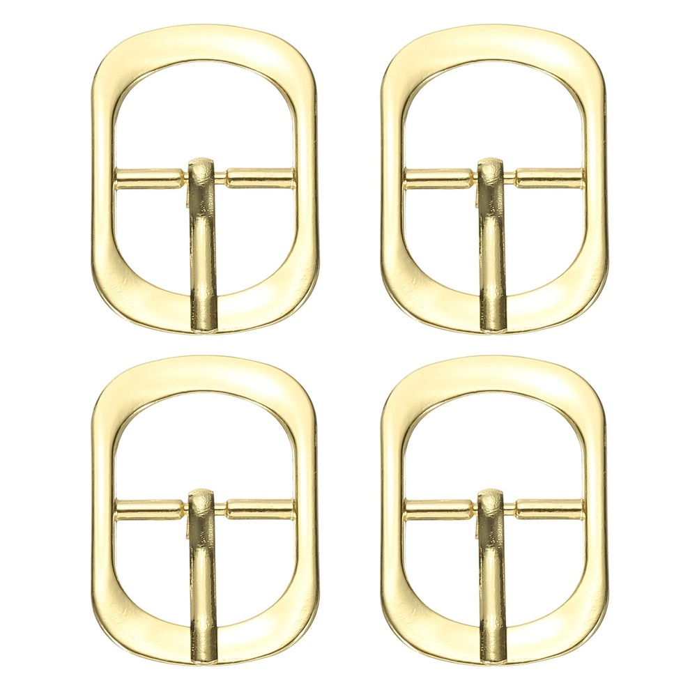 4 Pcs 0.8 Inch Single Prong Buckle Oval Center Bar Buckle, Gold Tone