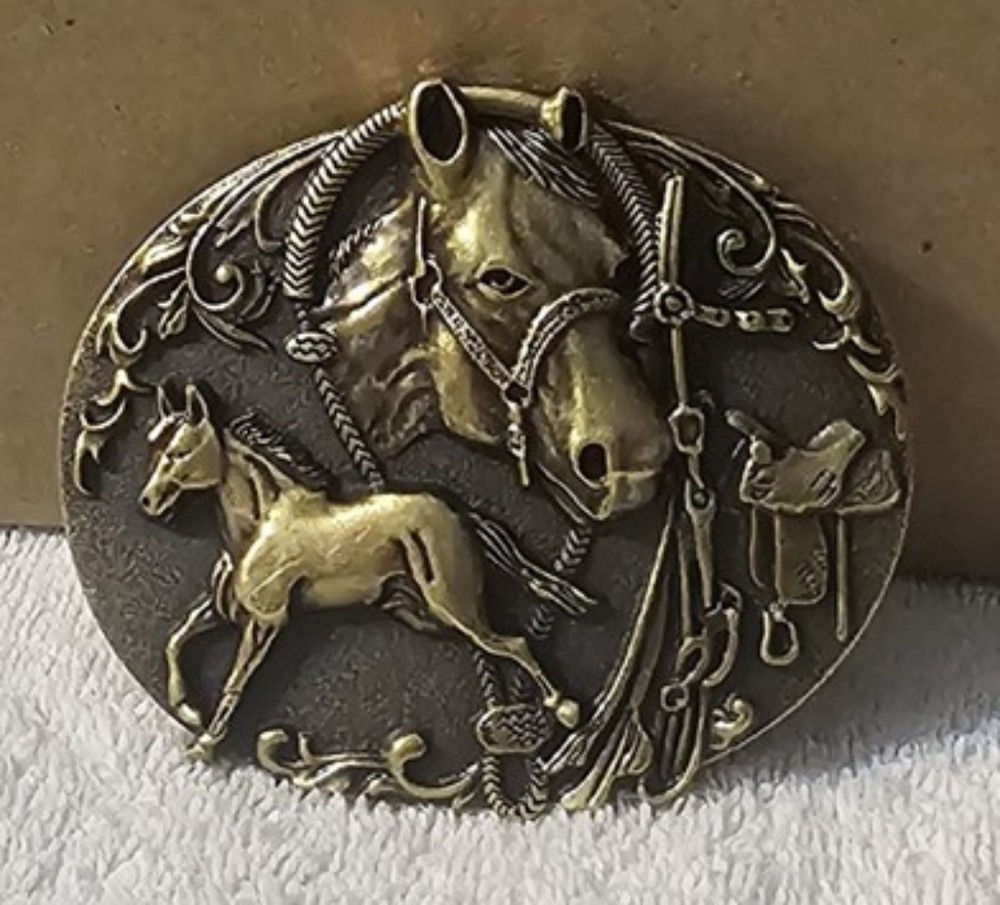 HORSE FARM ANIMAL SADDLE WESTERN RODEO COWBOY COWGIRL WEST BELT BUCKLE