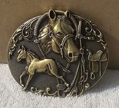 HORSE FARM ANIMAL SADDLE WESTERN RODEO COWBOY COWGIRL WEST BELT BUCKLE