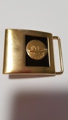 VINTAGE LEE NY BELT BUCKLE WITH BOAT GOLDTONE .MADE IN U.S.A. SIGNED