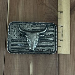 Cody James Texas Montana Silversmiths River Rock Cascade Longhorn Buckle
