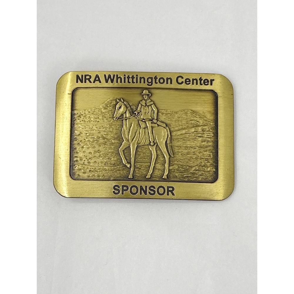 Vintage NRA Brass Belt Buckle Whittington Center Sponsor