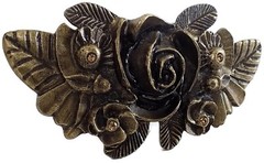AL BERES AB 1.5” ANTIQUE PEWTER BRASS ROSE WITH AMBER CRYSTALS BELT BUCKLE ONLY