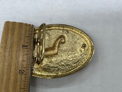 BELT BUCKLE GOLD TONE BLACK ENAMEL HORSE SIGNED FORNASH MEN WOMEN UNISEX