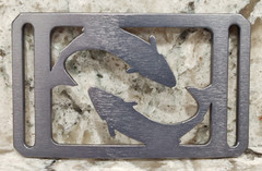 GRIP6 BELT BUCKLE – NATURALIST SALMON FISH – BLUE STEEL / PURPLE – 1.5 INCH WIDE