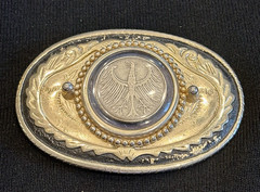 Vintage Western Belt Buckle Featuring German Coin Bundesadler Eagle
