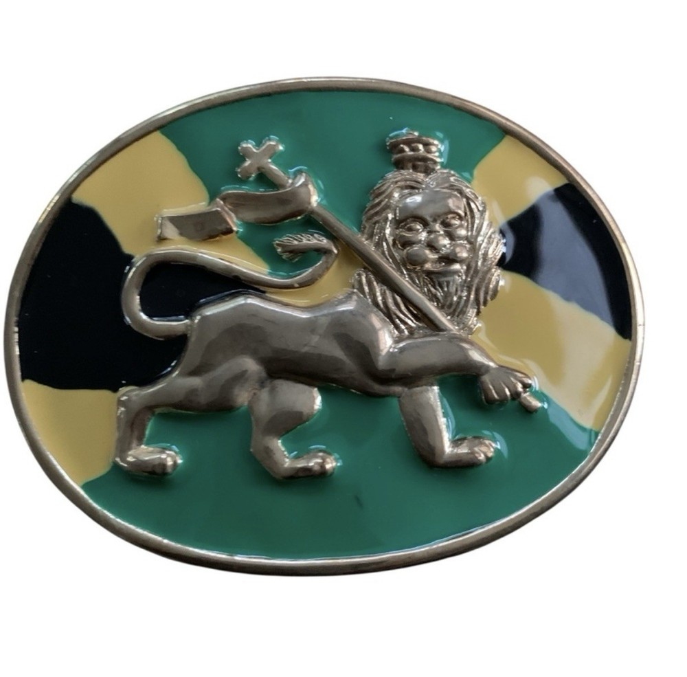 Lion of Judah Rastafarian Belt Buckle Rasta Jewelry Staff Ethiopian Jamaica