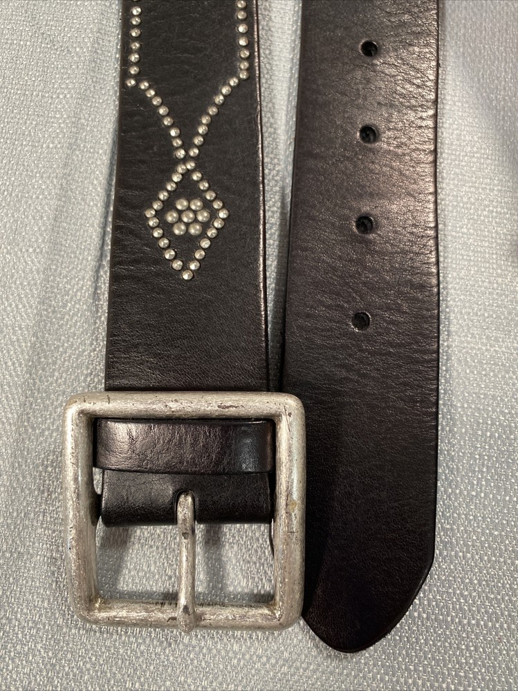 Express Womens Belt M Italian Leather Jeweled Single Tongue Buckle