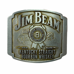 Jim Beam Bourbon Pewter Gray Metal Square Belt Buckle 3&Prime; X 2.75&Prime; – NEW
