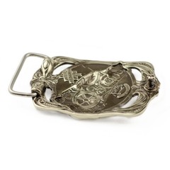 German silver belt buckle Steampunk Wolf, sculptural art wolf belt buckle