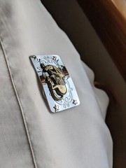 Nice Silver and Gold Tone « Bronco » Belt Buckle Made in Hong Kong