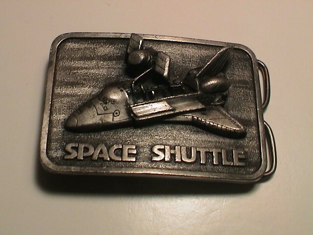 SPACE SHUTTLE LUNAR MOON MISSION ASTRONAUT MENS PEWTER METAL BELT BUCKLE NICE!