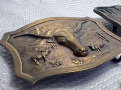Vtg Outdoorsman Hunter Animal Themed Belt Buckle Lot Of 3 Deer Steer & Horse