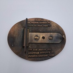 Vintage The Mutual Life First in America Insurance Advertising Metal Belt Buckle