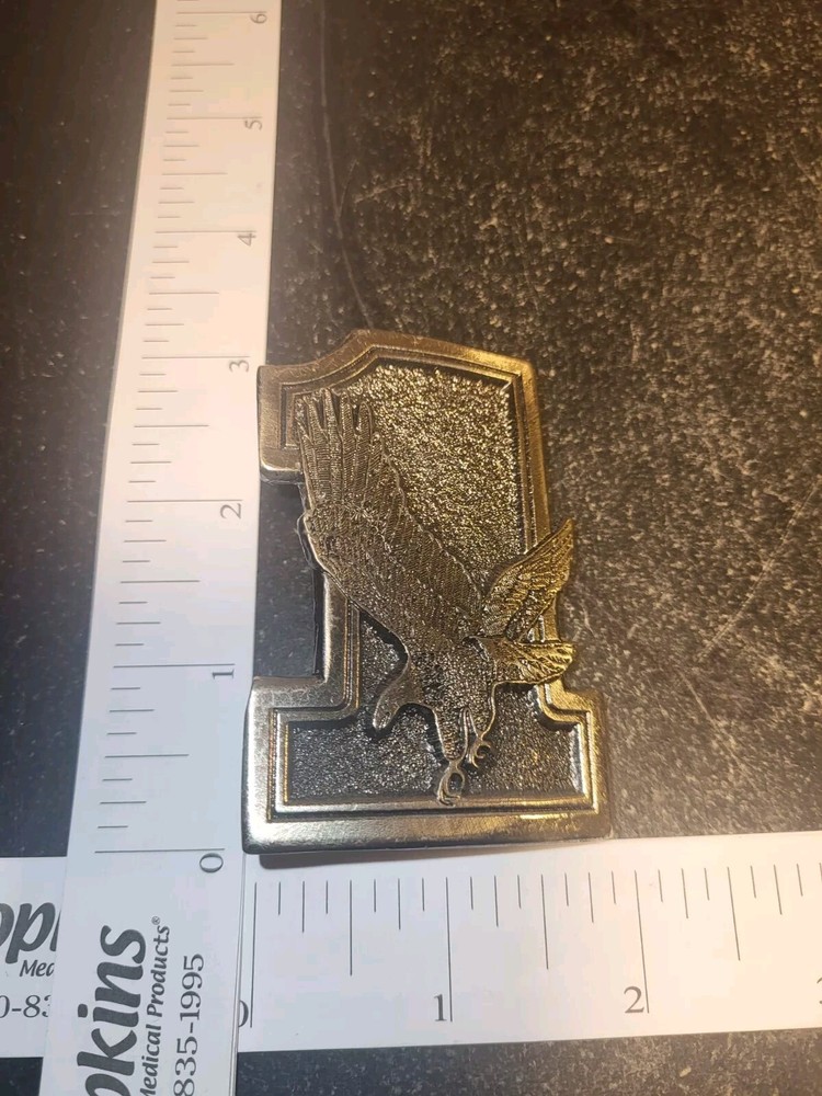1975 Great American Buckle Co. Eagle On Large #1 Vtg Belt Buckle New Silvertone