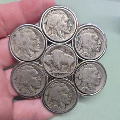 Buffalo Nickel Belt Buckle Vintage Coin Jewelry Western Full Dates