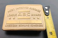 VINTAGE AMERICAN BOWLING CONGRESS BELT BUCKLE MOST IMPROVED AVERAGE AWARD SMALL