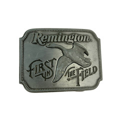 Vintage Remington Arms First In Field Canada Goose Metal Belt Buckle 1980 Small