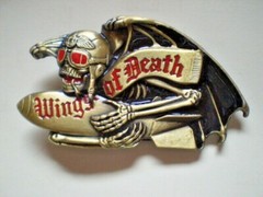 Gürtelschnalle / Buckle Totenkopf WINGS OF DEATH für ca. 4 cm Breite Gürtel /Neu