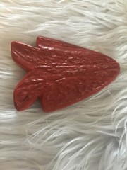 Vintage Horn Hand Made Carved Signed HT.98 Painted Red Arrow Pants Belt Buckle