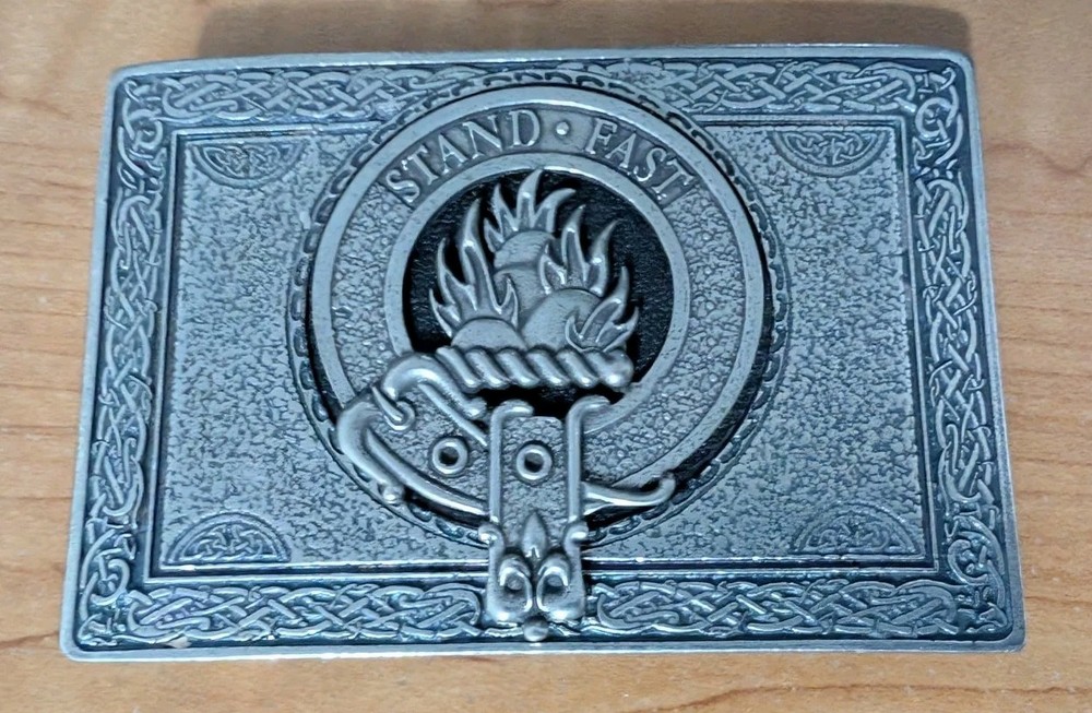 Stand Fast Gaelic Theme Scotland Kily Belt Buckle Pewter Pin