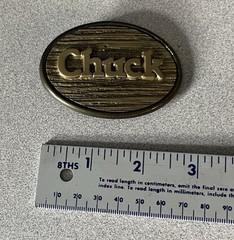 Vintage Oval Men&rsquo;s Brass Belt Buckle « Chuck » by Oden Made In USA