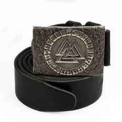 German silver Valknut belt buckle, Scandinavian Nordic Celtic Viking Pagan runic