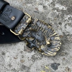 Mens Belt Buckle « APACH » Solid Handmade Brass Buckle Vintage Viking Brass Buckle