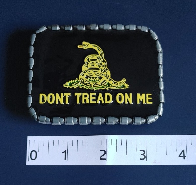 Don&rsquo;t Tread On Me Yellow Snake Black Bullet Trim American Freedom Belt Buckle