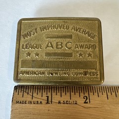 Vintage Belt Buckle American Bowling Congress Most Improved Average Award Blank