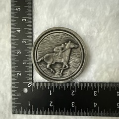 Vintage Round Horse and Rider Belt Buckle 2.5in HTF