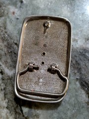 Silver Rectangle Metal Western Belt Buckle Scorpion Inlay Beaded 1.5in Men&rsquo;s