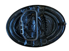 Silver Finish Native American Buckle Western Cowboy Turquoise Stone Belt Buckle