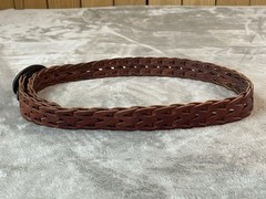 Mens Oden floral Leather Tooled Belt Buckle W/ Brown Leather Braided Belt