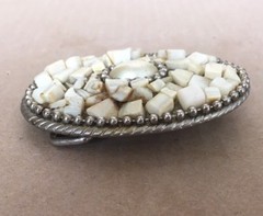 Belt Buckle Shell Stone Gem Pieces Vintage
