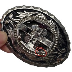 Western Interchangeable Stone Belt Buckle Silver Tone Agate Jasper 3.5in