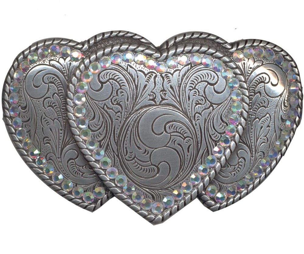 Triple 3 HEART ~Western Belt Buckle~ Horsehead Mustang Silver Cowgirl 37534