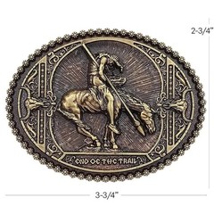 End of the Trail Belt Buckle Western Native American Horse Brass Bronze Oval NWT