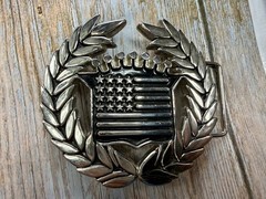 Famous Stars & Stripes Cadillac Crown Logo Olive Branch Silver Color Belt Buckle