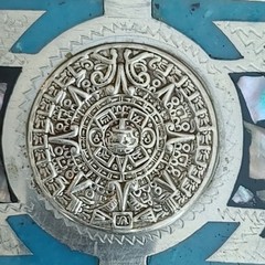 Vintage Aztec Mayan Calendar Sun Dial Belt Buckle