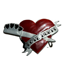 Love Hurts Sailor Jerry Dagger Heart Tattoo Belt Buckle